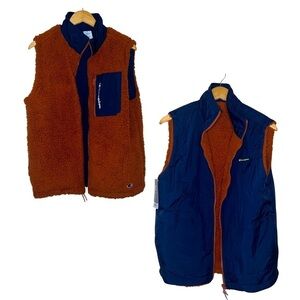 Champion AOP Reversible Deep High Pile Shearling Sherpa Vest Size Medium NWT